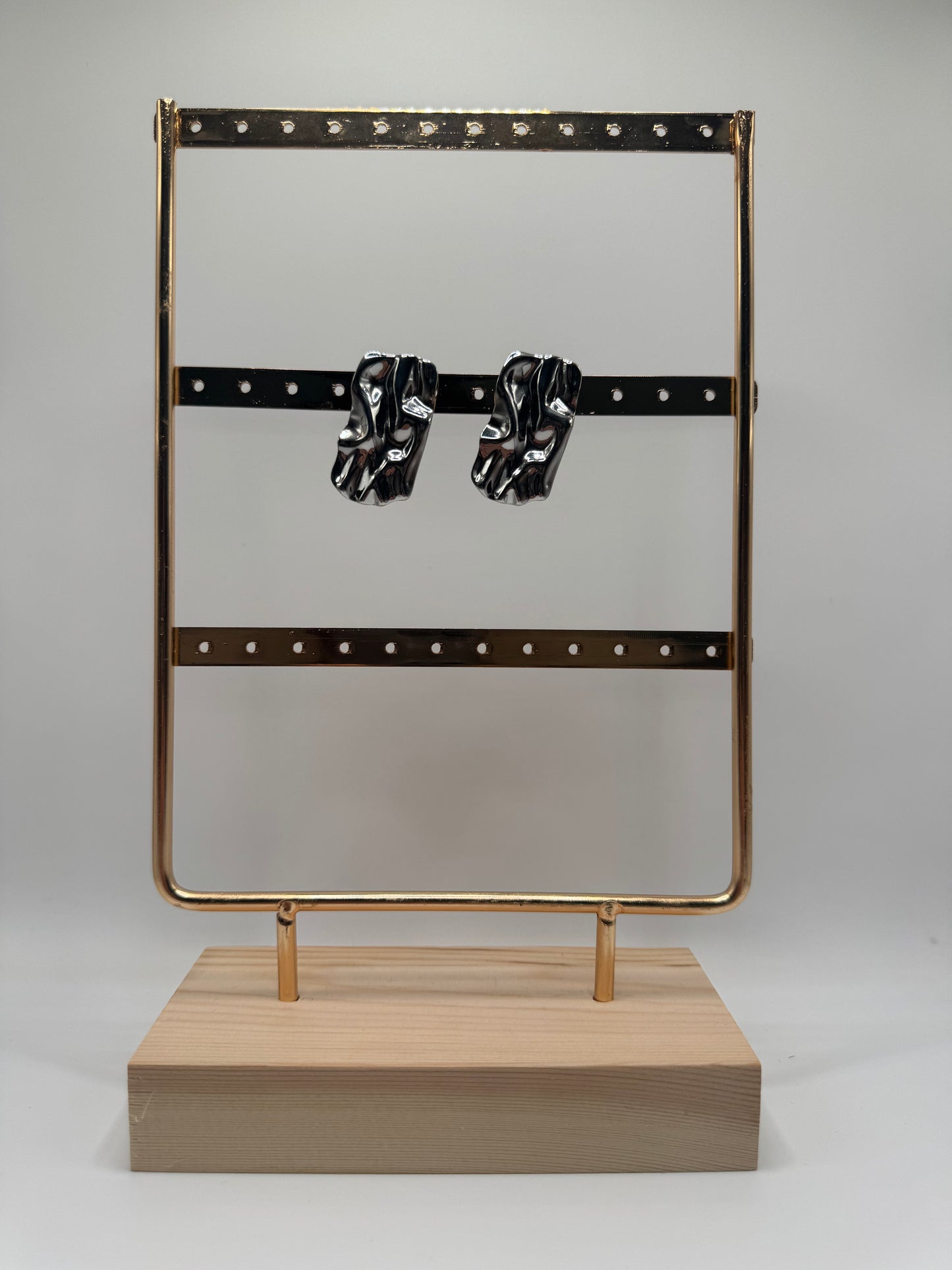 ORECCHINI RETTANGOLO LAVORATO ACCIAIO