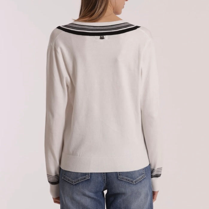 Mimì-Muà MAGLIA TRICOLOR CON DETTAGLIO RIGHE