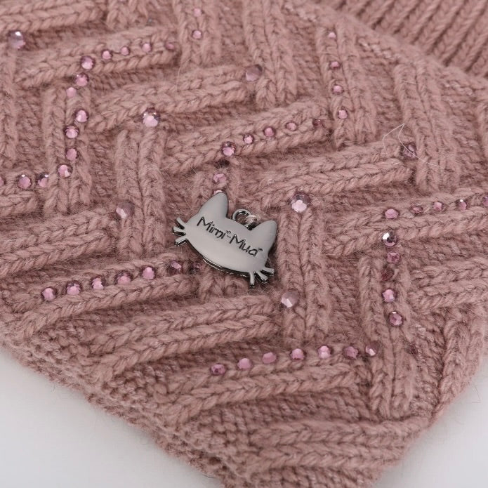 Mimì-Muà BERRETTO CON STRASS A ZIG ZAG E PON PON