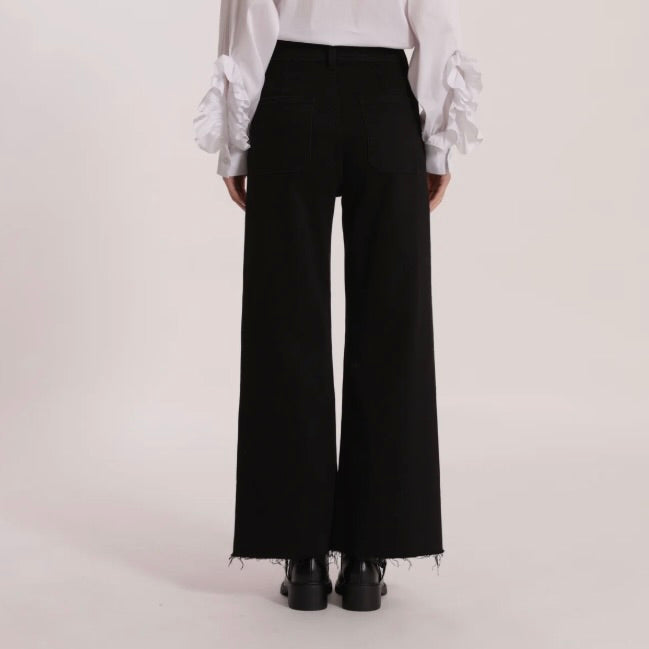 Mimì-Muà JEANS WIDE LEG CROPPED CON CUORI RICAMATI