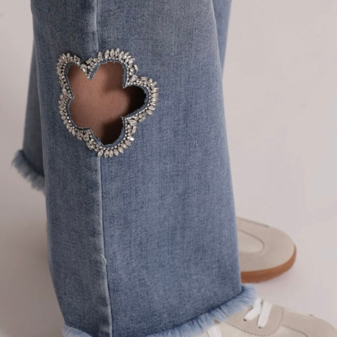 Mimì-Muà JEANS MARINE CON CUT OUT GIOIELLO