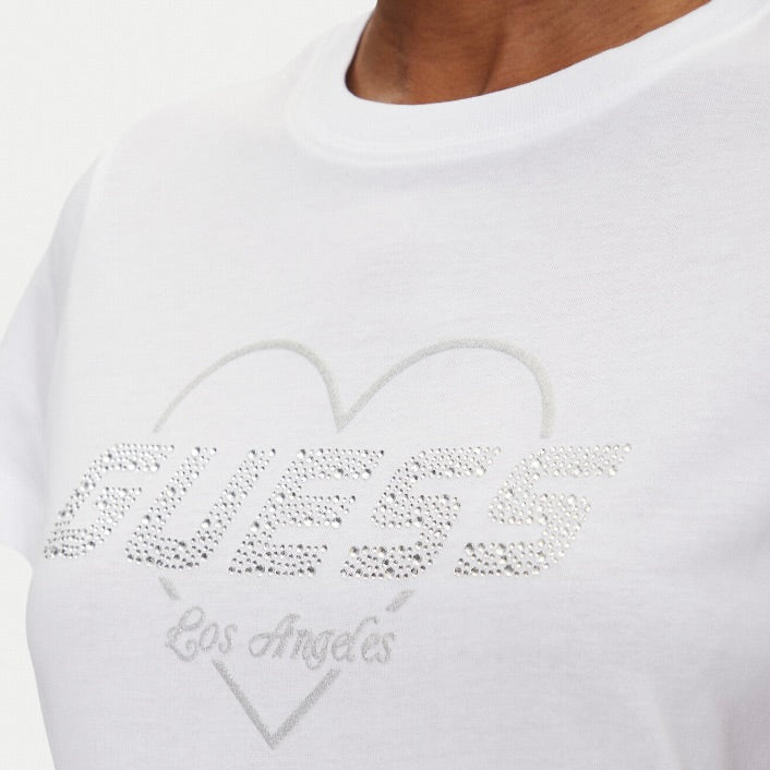 GUESS T-SHIRT CUORE+LOGO DI STRASS