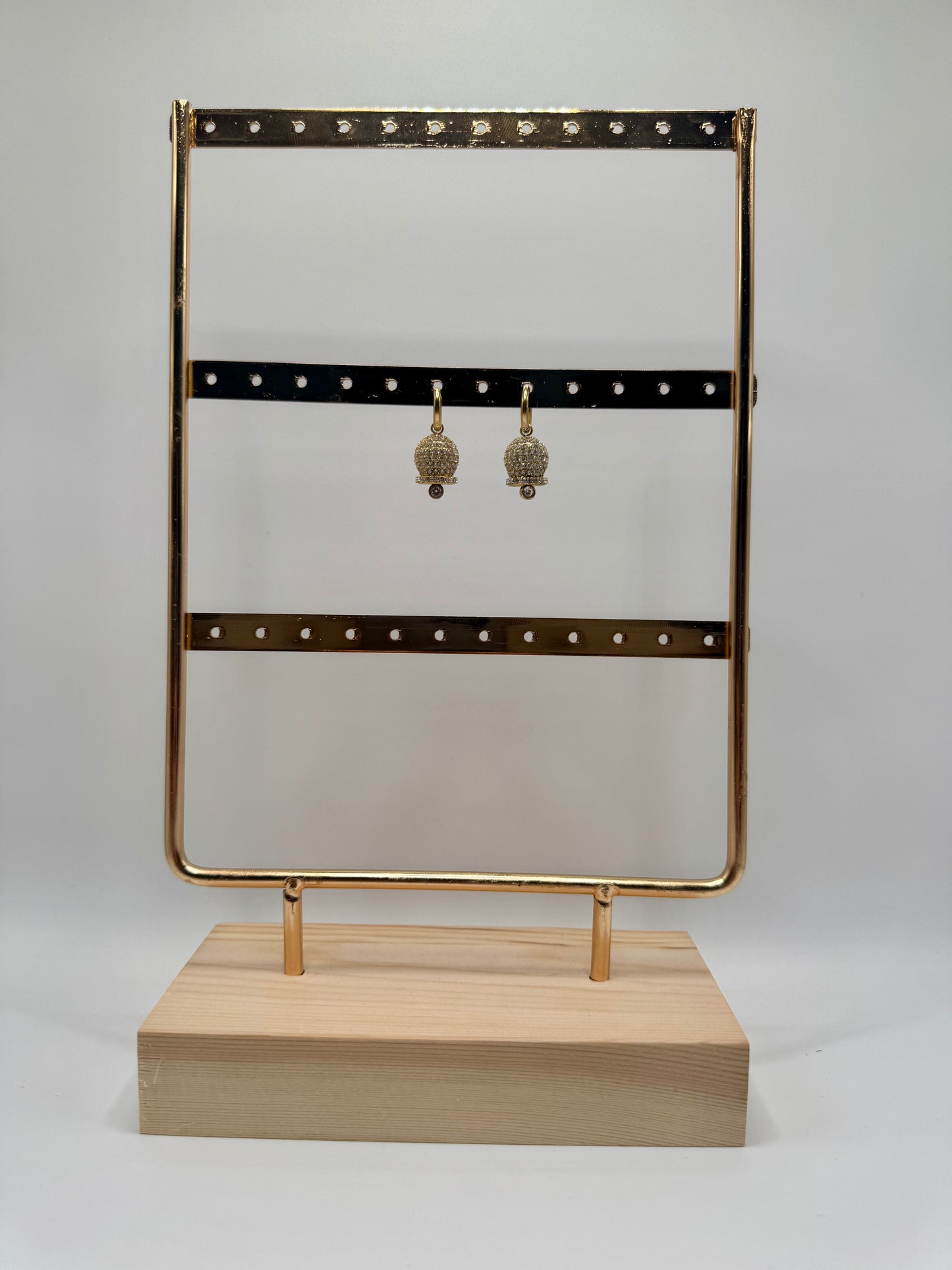 ORECCHINI PENDENTI CAMPANELLA STRASS ORO