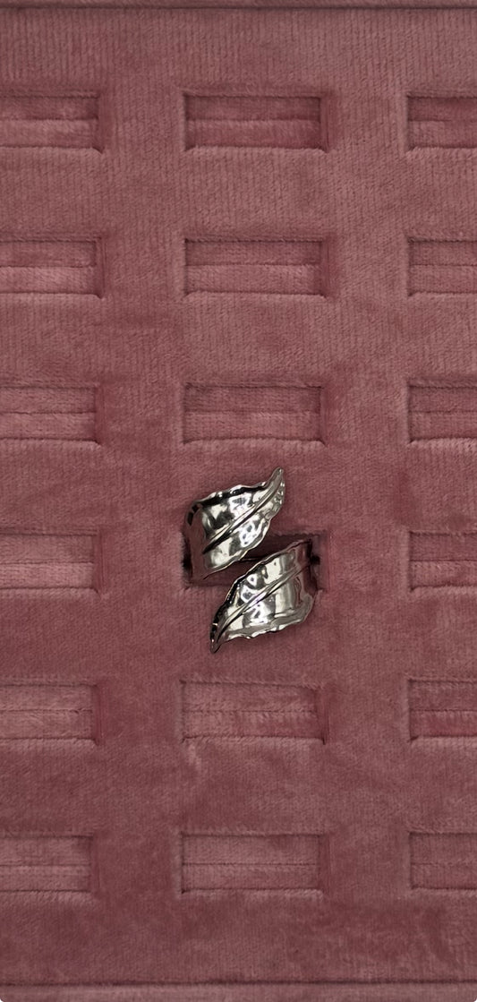 ANELLO CON DOPPIA FOGLIA ACCIAIO