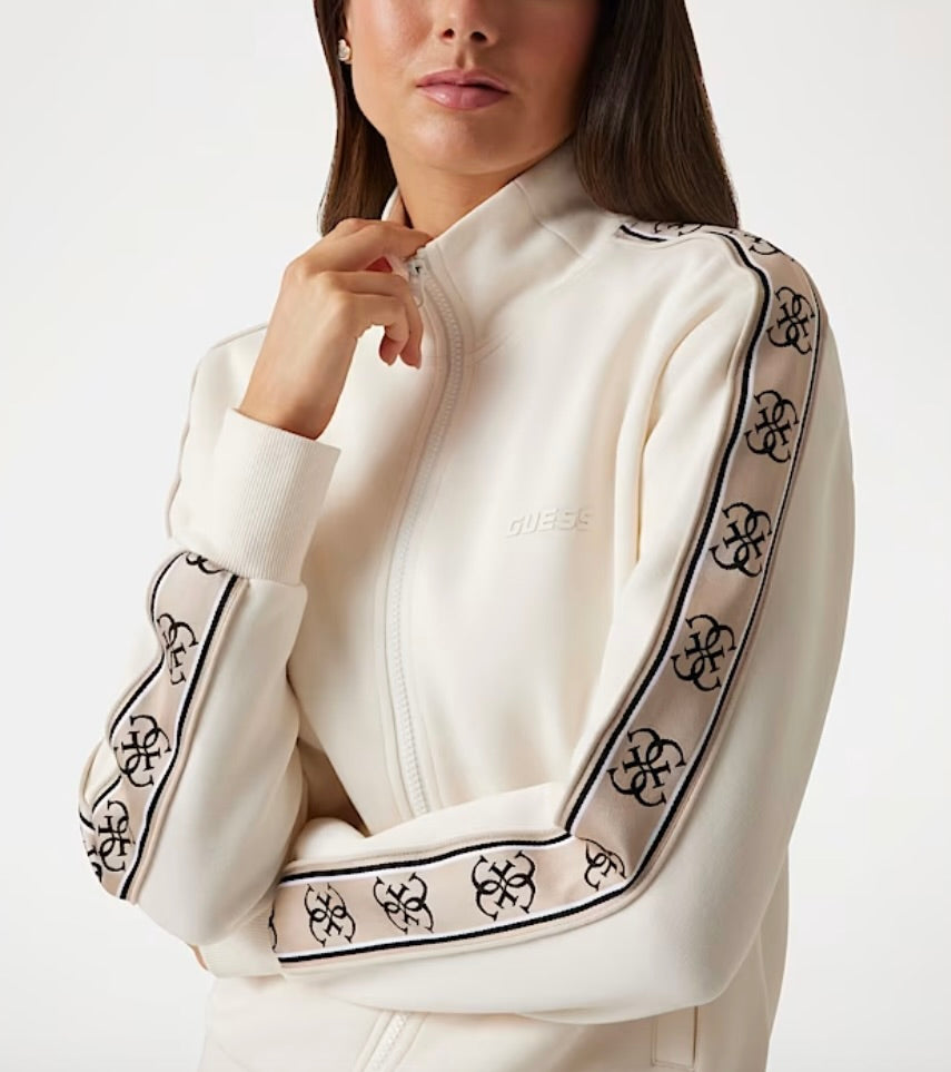 GUESS FELPA CON ZIP E BANDA LOGATA