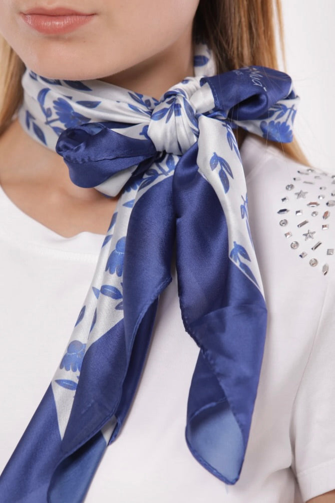 Mimì Muà FOULARD CON MARGHERITE E CORNICE (90X90 cm)