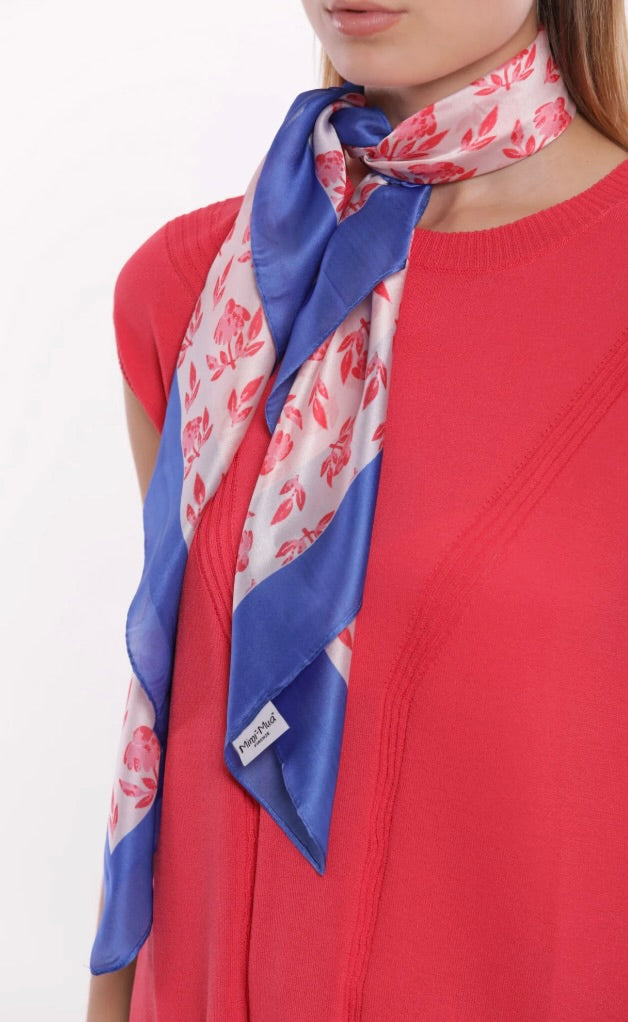 Mimì Muà FOULARD CON MARGHERITE E CORNICE (90X90 cm)