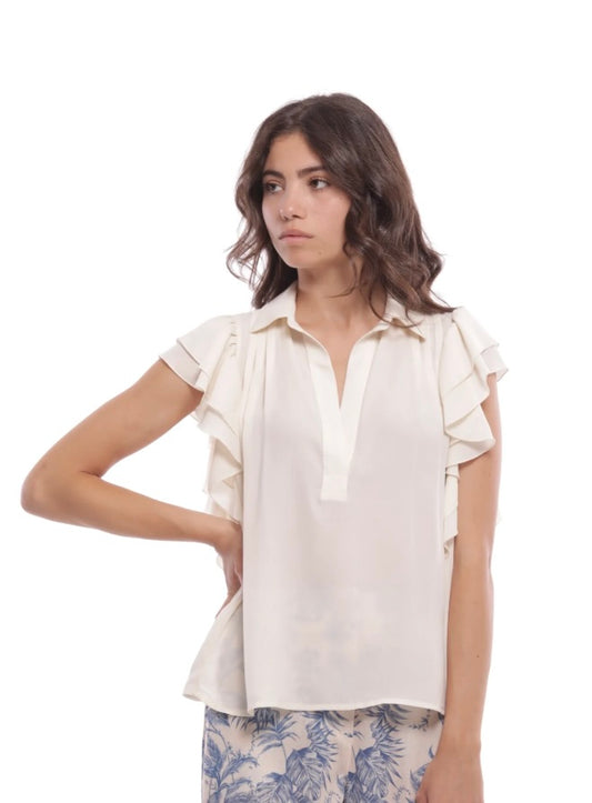 Mimì Muà BLUSA IN GEORGETTE CON ROUCHES SU MANICHE