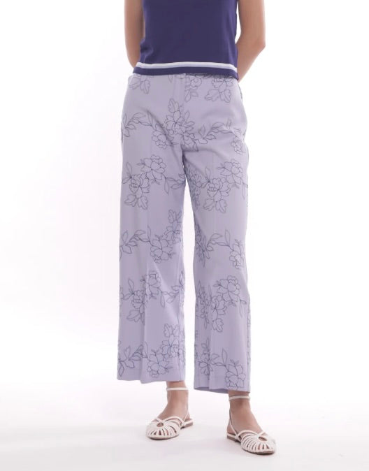 Mimì Muà PANTALONE PALAZZO CON FIORE RICAMATO