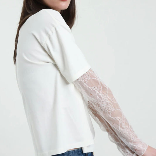 SUSY MIX MAGLIA CON MANICHE IN PIZZO
