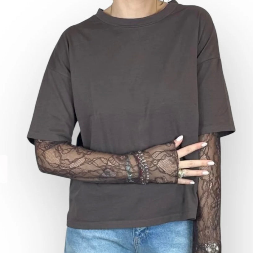SUSY MIX MAGLIA CON MANICHE IN PIZZO