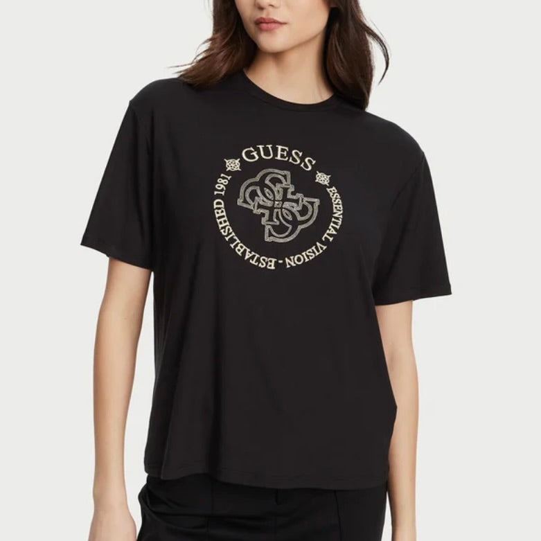 GUESS T-SHIRT CON LOGO CUCITO