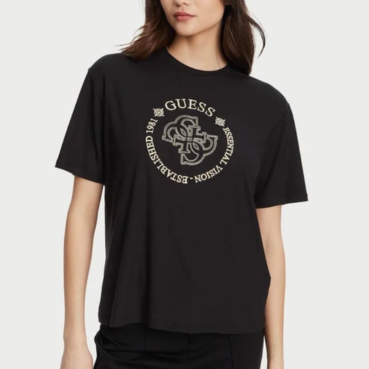 GUESS T-SHIRT CON LOGO CUCITO