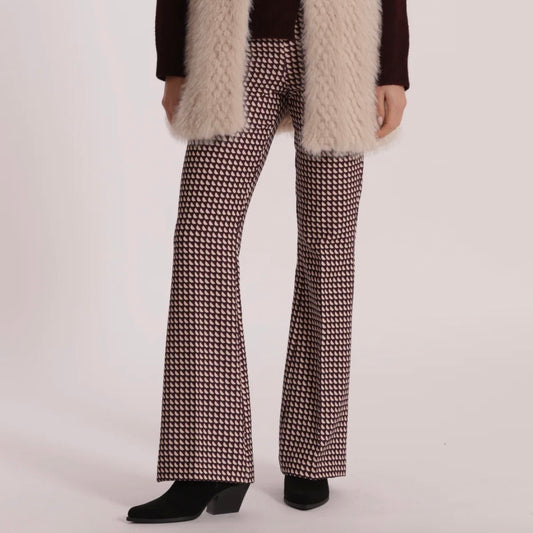 Mimì-Muà PANTALONE FLARE IN TECNICO FANTASIA GEO
