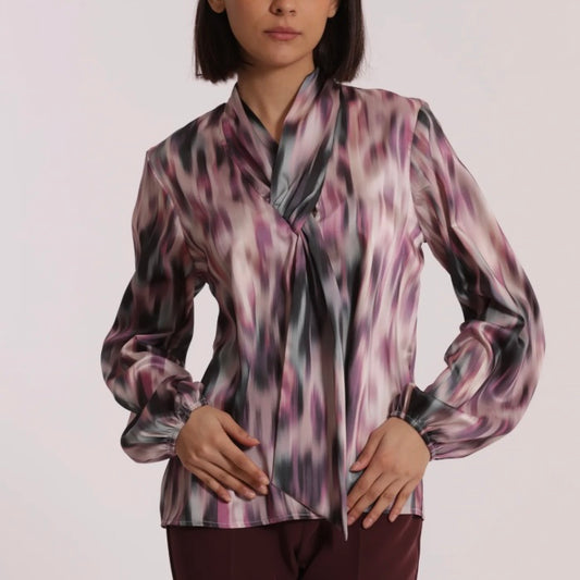 Mimì-Muà BLUSA CON CRAVATTINO FANTASIA FUSION