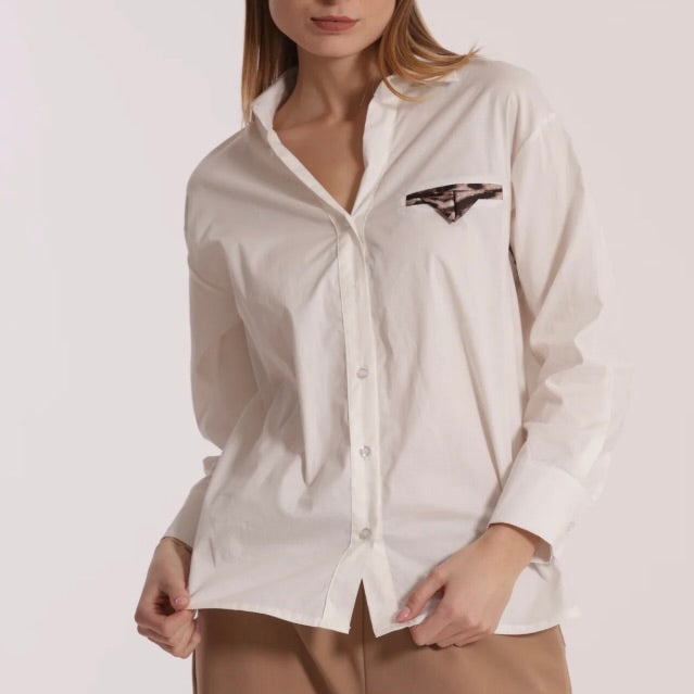 Mimì-Muà CAMICIA OVER DI COTONE CON DETTAGLIO ANIMALIER