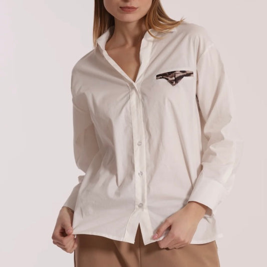 Mimì-Muà CAMICIA OVER DI COTONE CON DETTAGLIO ANIMALIER