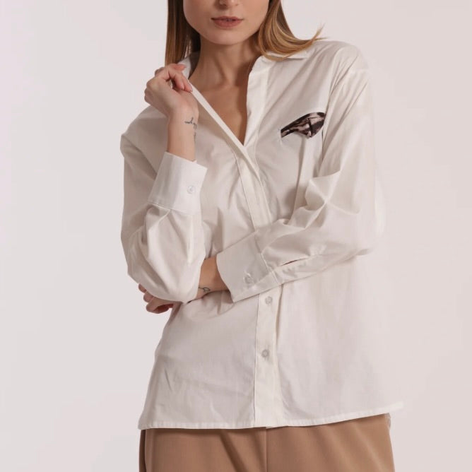 Mimì-Muà CAMICIA OVER DI COTONE CON DETTAGLIO ANIMALIER