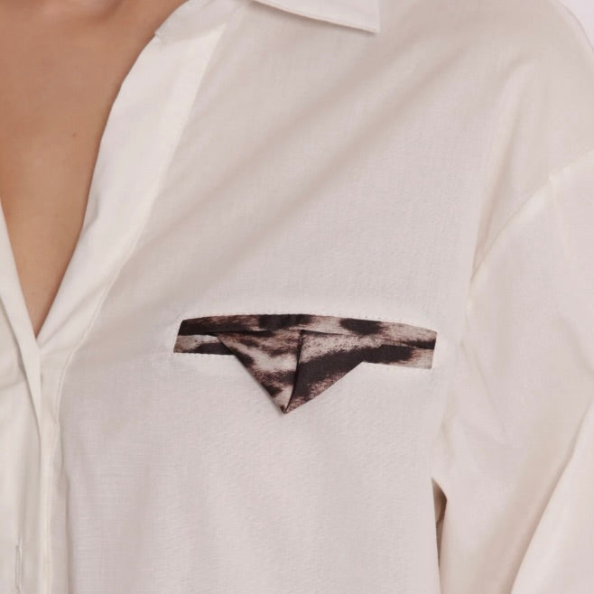 Mimì-Muà CAMICIA OVER DI COTONE CON DETTAGLIO ANIMALIER