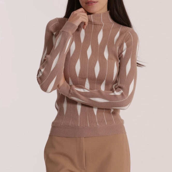 Mimì-Muà MAGLIA BICOLOR CON FANTASIA ROMBI