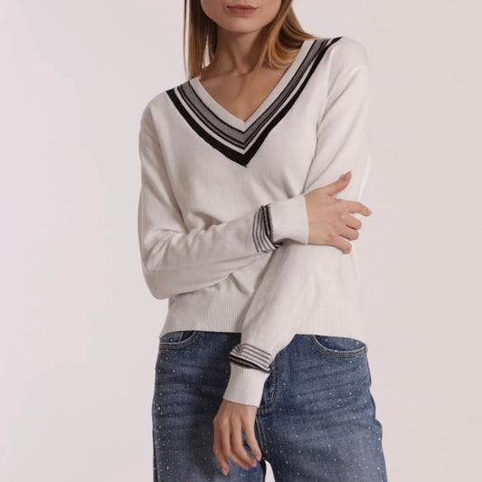 Mimì-Muà MAGLIA TRICOLOR CON DETTAGLIO RIGHE