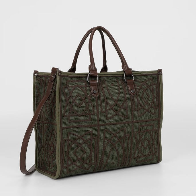 Mimì-Muà BORSA TOTE GRANDE CON DISEGNO RICAMATO