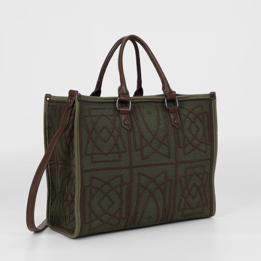Mimì-Muà BORSA TOTE GRANDE CON DISEGNO RICAMATO