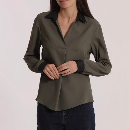 Mimì-Muà BLUSA CON COLLETTO DETTAGLI IN SIMIL PELLE