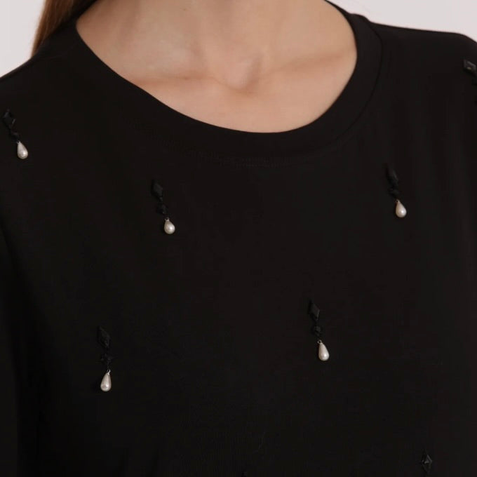 Mimì-Muà  T-SHIRT CON PIOGGIA DI PERLE