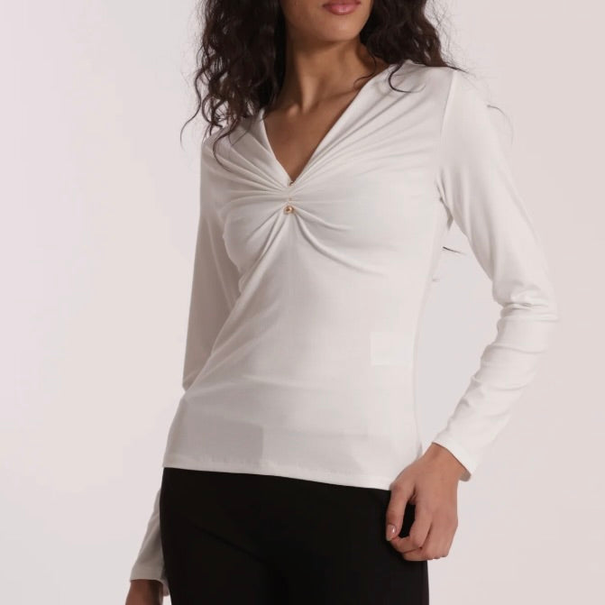 Mimì-Muà T-SHIRT SCOLLO A V CON ACCESSORIO