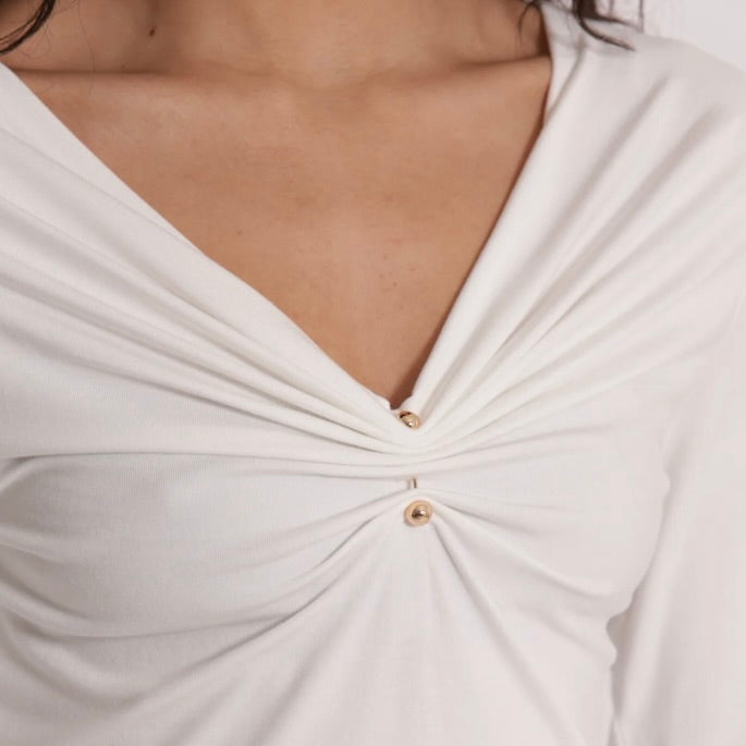 Mimì-Muà T-SHIRT SCOLLO A V CON ACCESSORIO