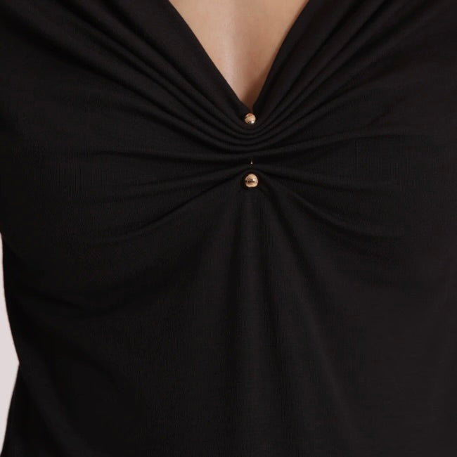 Mimì-Muà T-SHIRT SCOLLO A V CON ACCESSORIO