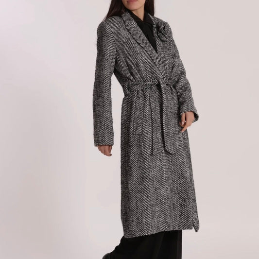 Mimì-Muà CAPPOTTO LUNGO SPIGATO CON FIORE SU COLLO