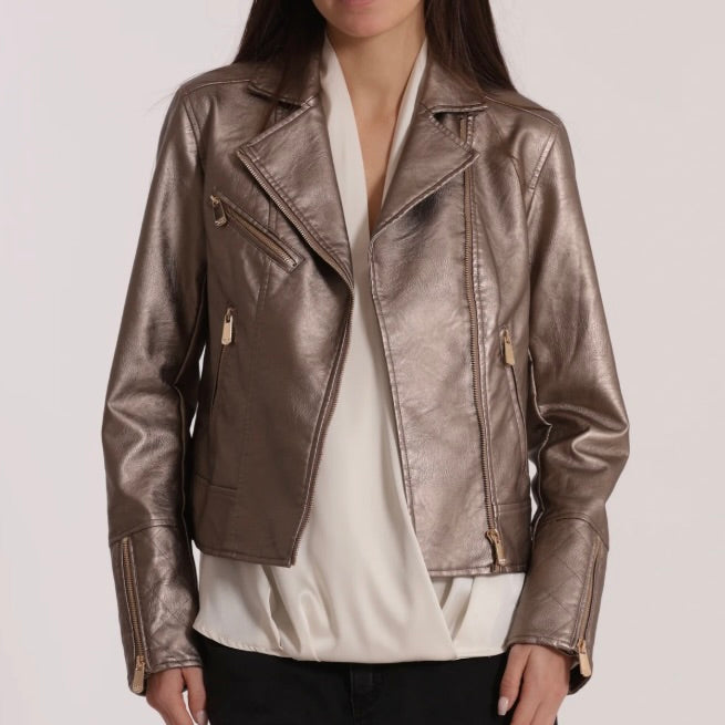 Mimì-Muà GIUBBOTTO CHIODO IN SIMIL PELLE (GUN)