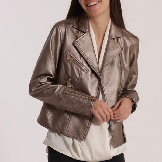 Mimì-Muà GIUBBOTTO CHIODO IN SIMIL PELLE (GUN)