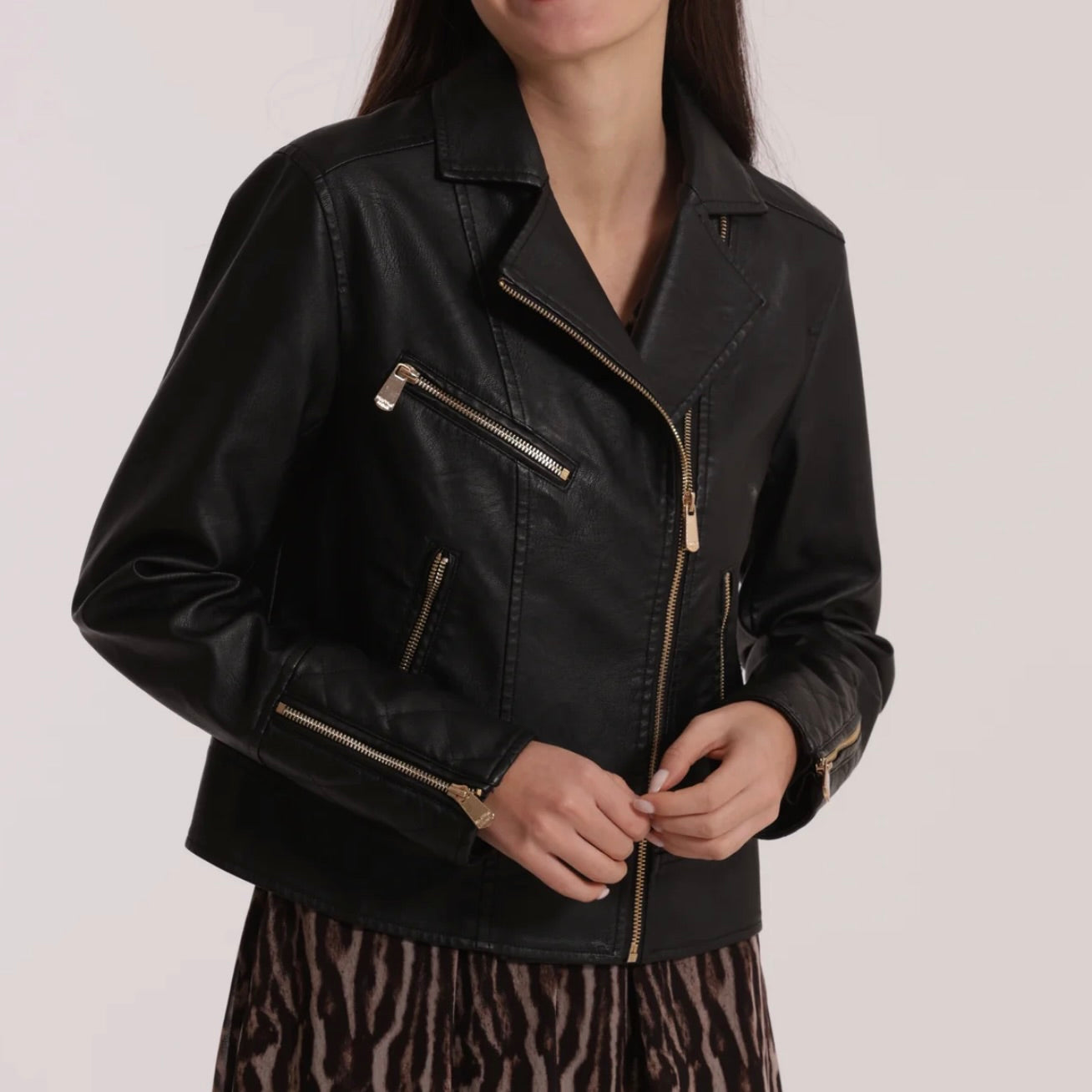 Mimì-Muà GIUBBOTTO CHIODO IN SIMIL PELLE (GUN)