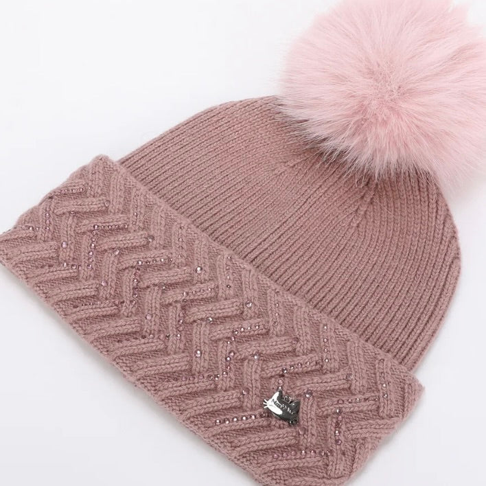 Mimì-Muà BERRETTO CON STRASS A ZIG ZAG E PON PON