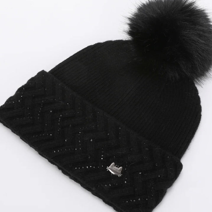 Mimì-Muà BERRETTO CON STRASS A ZIG ZAG E PON PON