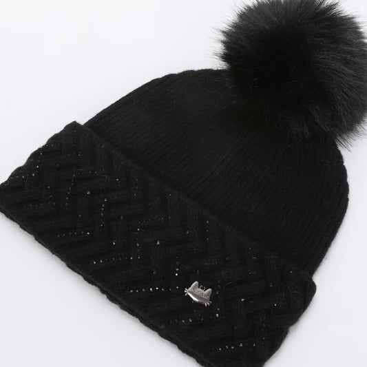 Mimì-Muà BERRETTO CON STRASS A ZIG ZAG E PON PON