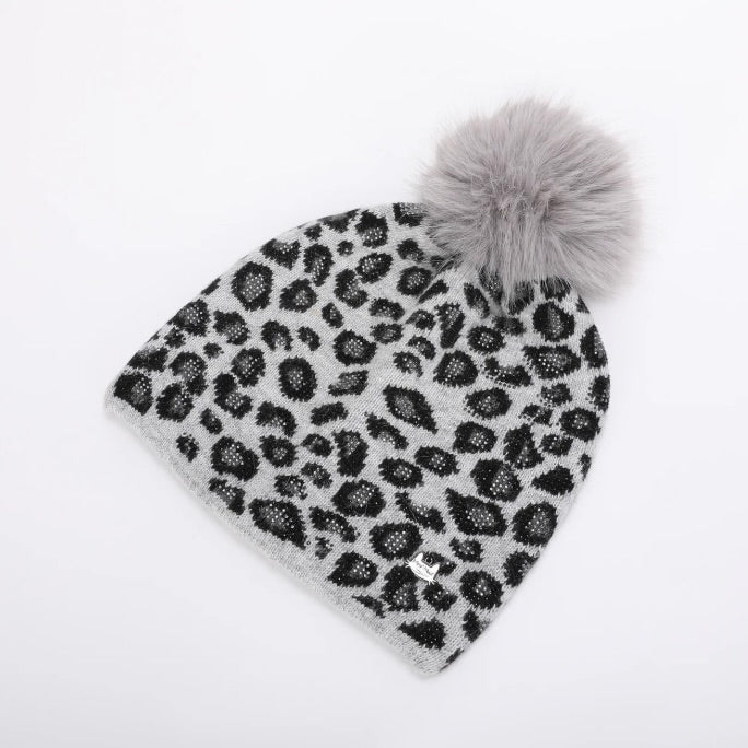 Mimì-Muà BERRETTO LEOPARDATO CON STRASS E PON PON