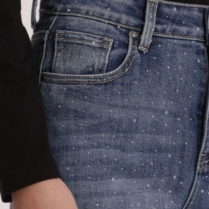 Mimì-Muà JEANS WIDE LEG CON STRASS TRASPARENTI