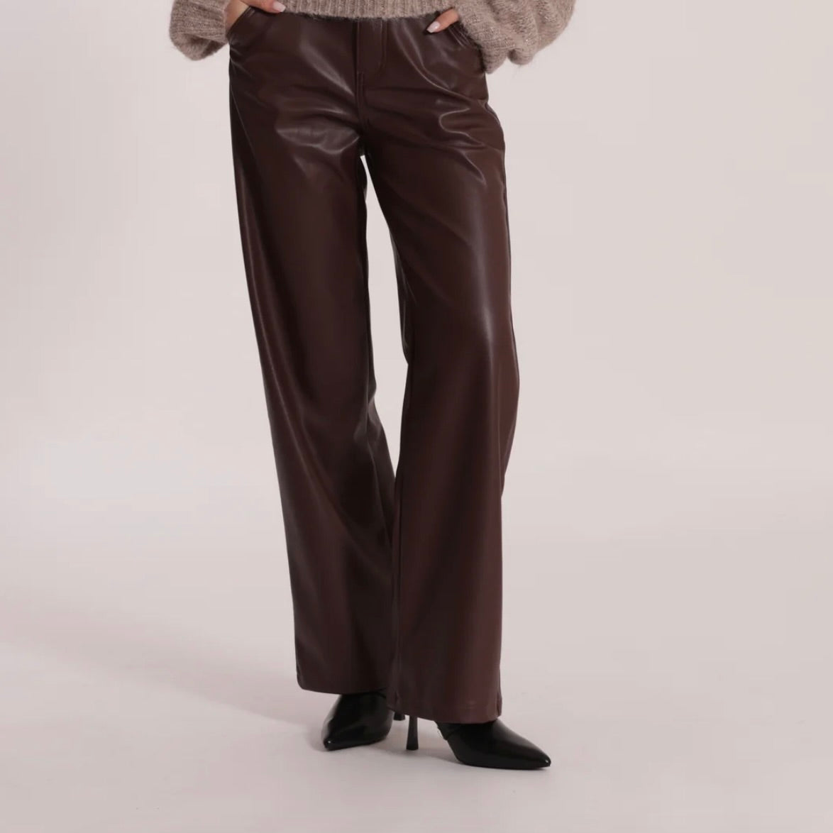 Mimì-Muà JEANS WIDE LEG SIMIL PELLE