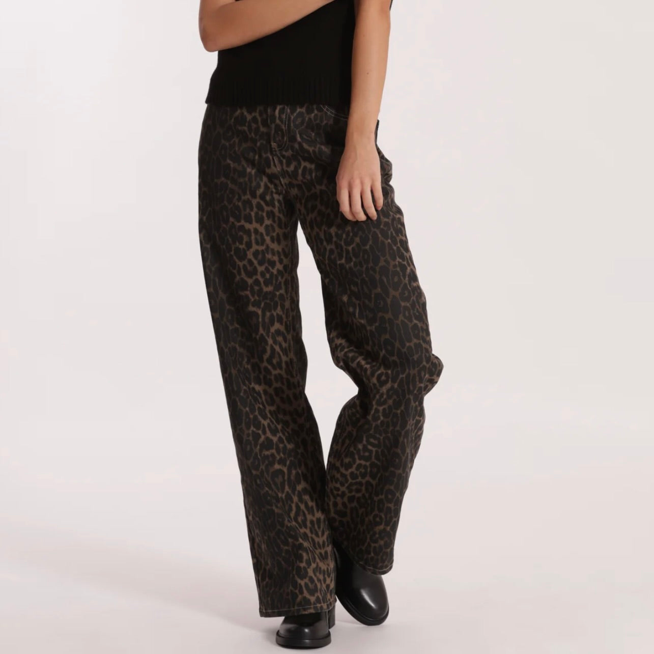 Mimì-Muà JEANS WIDE LEG LEOPARDATO