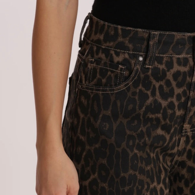 Mimì-Muà JEANS WIDE LEG LEOPARDATO