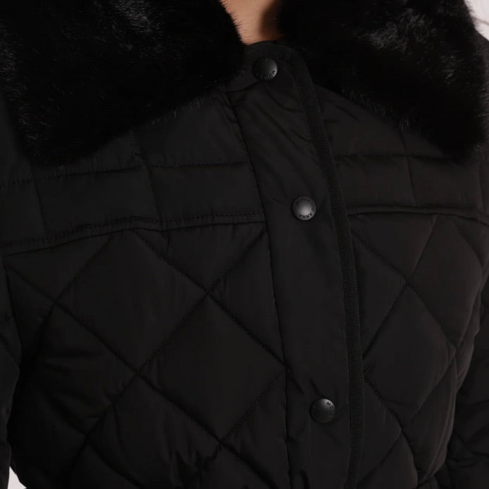 Mimì-Muà PIUMINO CORTO CON COLLO EFFETTO PELLICCIA CON CINTURA