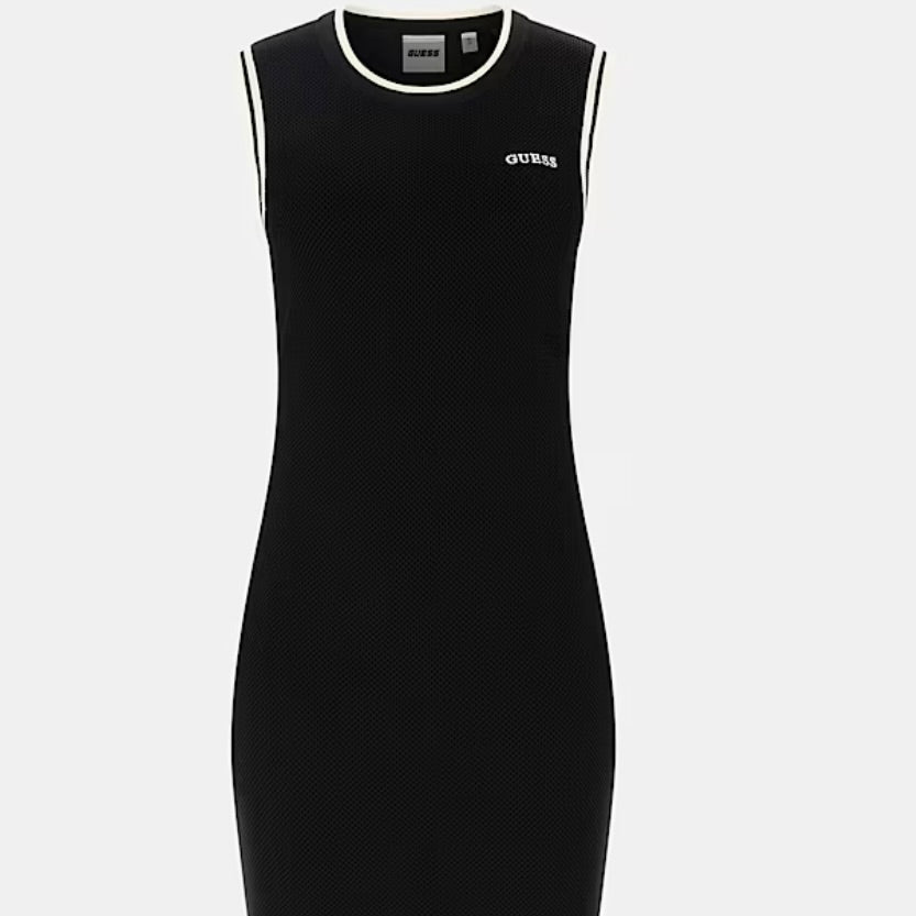 GUESS VESTITO CORTO "NIDO D'APE" CON PROFILI E LOGO