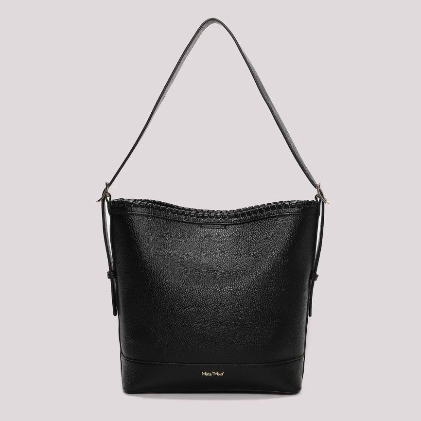 Mimì-Muà BORSA A SECCHIELLO CON BORDO INTRECCIATO
