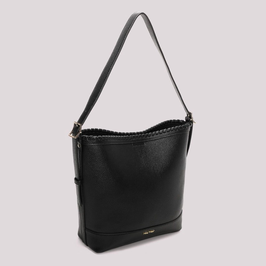 Mimì-Muà BORSA A SECCHIELLO CON BORDO INTRECCIATO