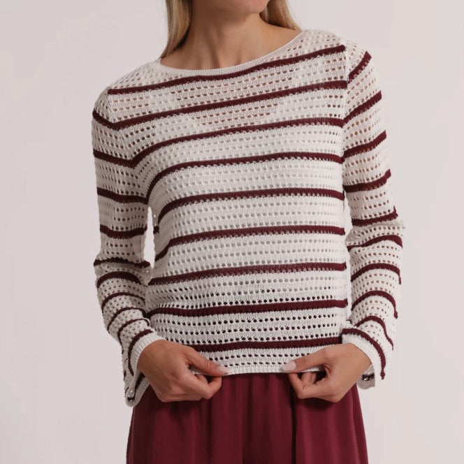 Mimì-Muà  MAGLIA TRAFORATA CON DETTAGLI BICOLOR