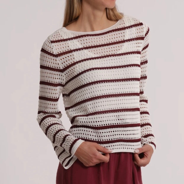 Mimì-Muà  MAGLIA TRAFORATA CON DETTAGLI BICOLOR